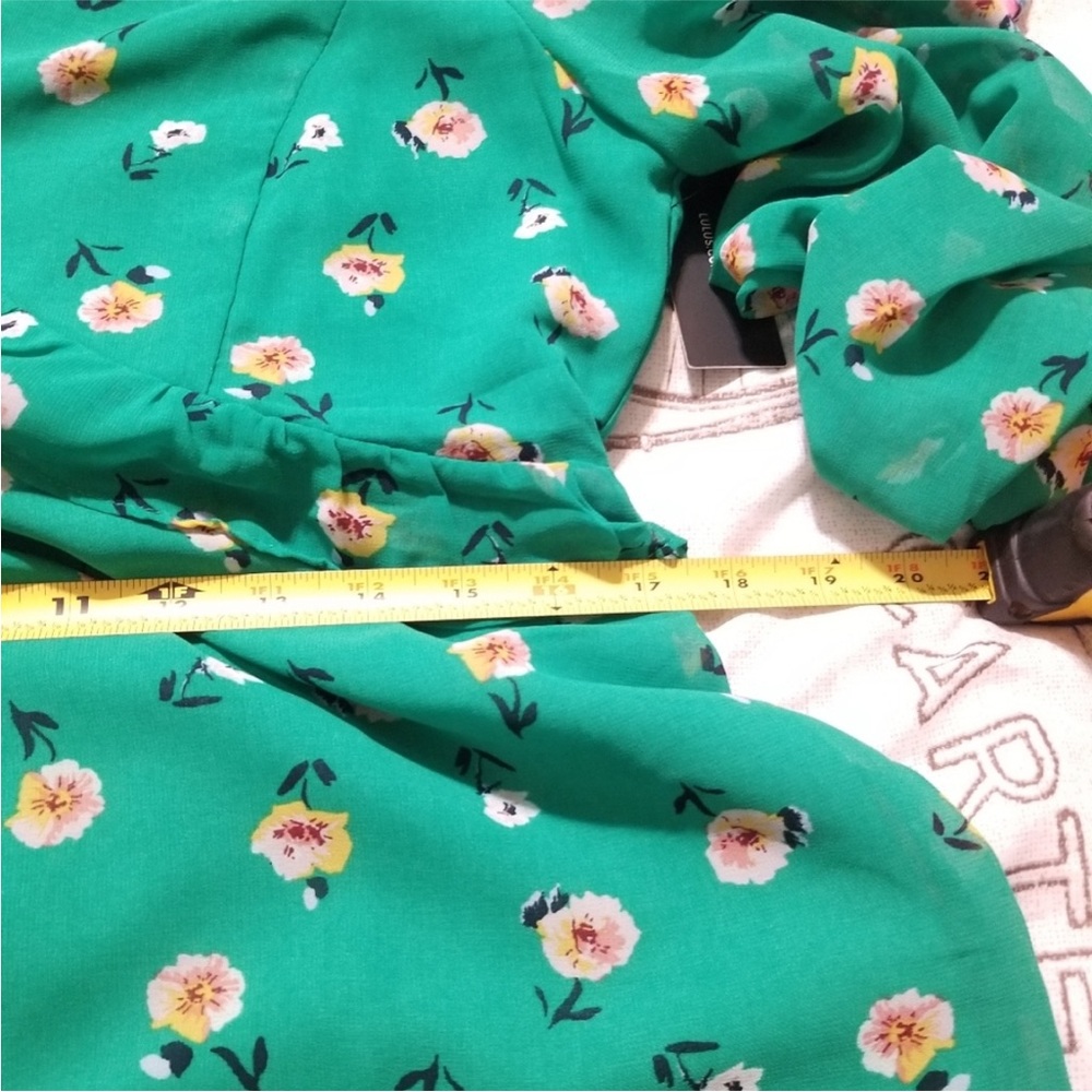 Field of Vision Green Floral Print Mini Dress - Picture 5 of 9